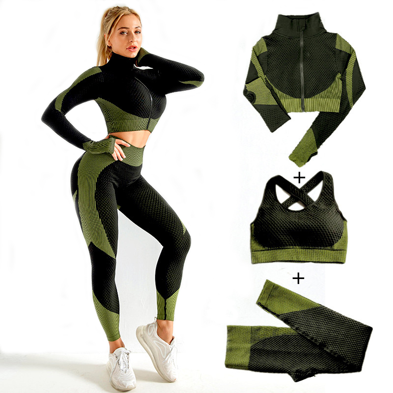 Compression Long Pant - Mulheres sem costura conjuntos de yoga